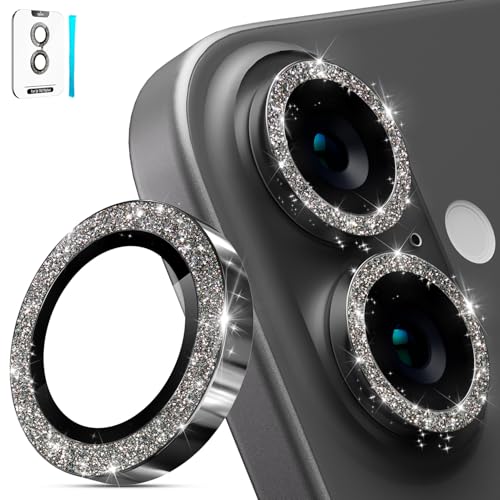 imluckies for iPhone 16 / iPhone 16 Plus/iPhone 17 Camera Lens Protector, AR+AF Tempered Glass 9H Anti-Scratch Metal Individual Lens Cover, HD Clear Camera Accessories, Glitter Black - color: Glitter Black