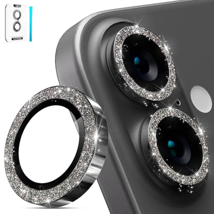 imluckies for iPhone 16 / iPhone 16 Plus/iPhone 17 Camera Lens Protector, AR+AF Tempered Glass 9H Anti-Scratch Metal Individual Lens Cover, HD Clear Camera Accessories, Glitter Black - color: Glitter Black