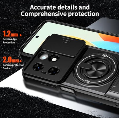 Compatible with Tecno Pop 8 Case Cover,Compatible with Tecno Spark Go 20 20c / Spark Go 2024 BG6 with Slide Camera Cover Phone Stand Protective Case Black - color: Black, size: Compatible with Tecno Pop 8
