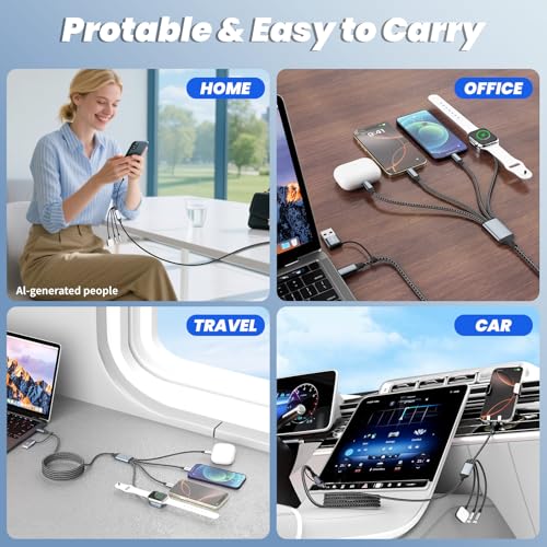 MPATIBY Travel Vacation Essentials 4 in 2 Dual Type C Multi Charging Cable