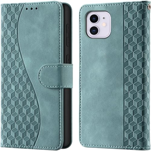 Flip Wallet Case for iPhone 11 PU Leather Fog Green | RFID Blocking, 3 Card Slots & 1 Cash Pocket, Magnetic Closure, Kickstand Function, Leather Flip Case for iPhone 11 - color: Fog green
