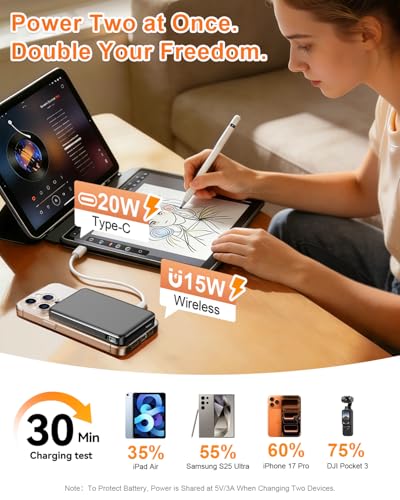 10000mAh Portable Charger, Magnetic Power Bank for Magsafe Charger, Slim | 20W Wireless Magnetic Battery Pack with iPhone 17/16/15/14, for Samsung/Android via Magnetic Case, Travel Essential - color: 01-Black