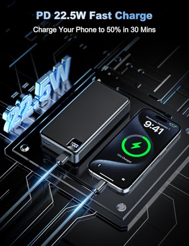 Portable Charger Power Bank, PD 22.5 W Fast Charging Large Capacity Battery Pack, 56800mAh Portable Phone Charger for Travel Camping Essential Compatible with iPhone 17/16/15/14 Series -LightBlack