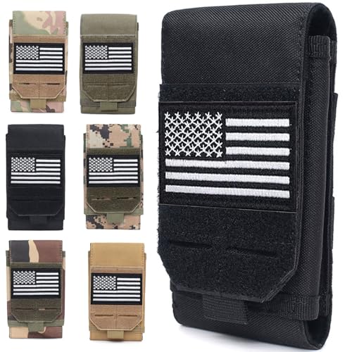 Molle Phone Pouch, Small Molle Pouches, Tactical Cell Phone Holster, Heavy Duty Waterproof Smartphone Case Holder for Vest Belt Waist (Black) - color: SIMPLE BLACK