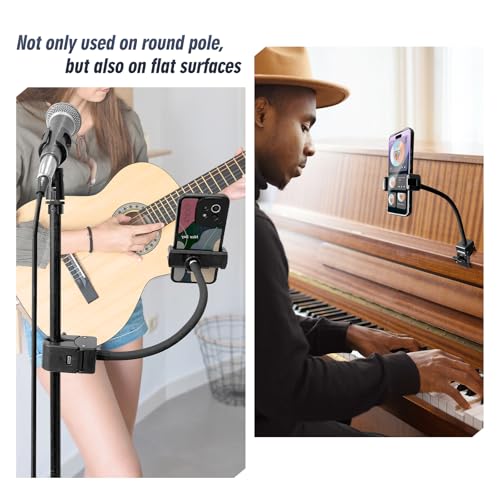 ROCKFREE Clip Phone Holder,360° Rotating Mount for Pole,11.81"Gooseneck Arm - style: 11.81" Gooseneck Arm Phone Holder