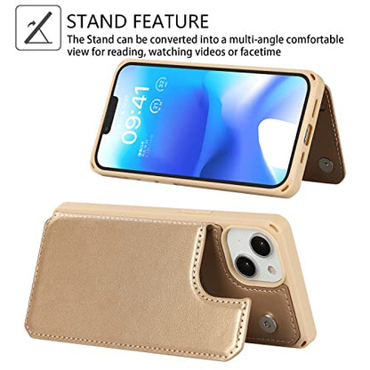 Cavor for iPhone 14 Wallet Case with Card Holder for Women, Golden - color: C-golden