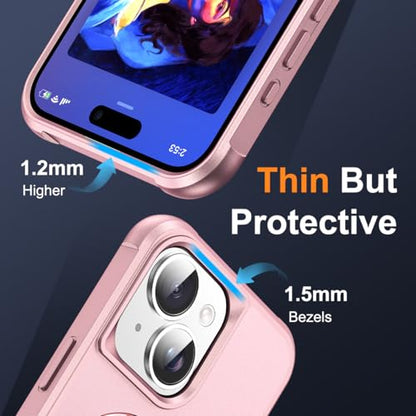SKYLMW Compatible with iPhone 15 Plus Case with Stand,Rose Gold | iPhone 15 Plus Phone Case 6.7",Magnetic Ring Stand,Compatible with MagSafe,Military-Grade Plustection,Great Grip Feeling - color: Rose Gold, size: Iphone 15 Plus