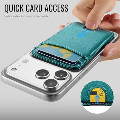 for Magsafe Wallet Magnetic Card Holder RFID Blocking, Bluish Green - color: Bluish Green