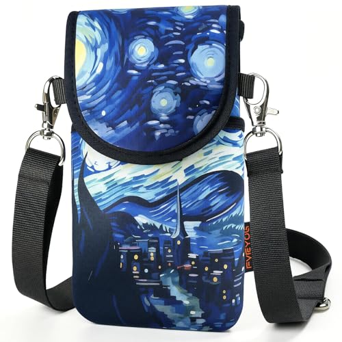 Neoprene Phone Sleeve Pouch Case Bag for Men Women w/Crossbody Strap/Neck Lanyard for iPhone 17/16/15/14 Pro Max, Samsung S25，Pixel 10 - color: Starry Night Cell Phone Sleeves