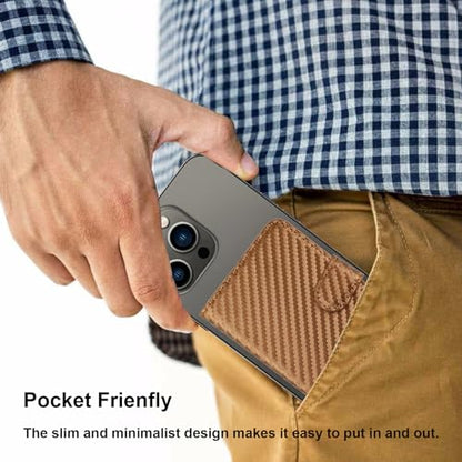 Bocasal for MagSafe Card Wallet for iPhone, Carbon Fiber Brown - color: Carbon Fiber Brown