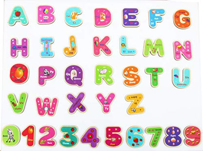 TOWO Wooden Magnetic Letters and Numbers, Fridge Magnets for Kids - color: Alphabet