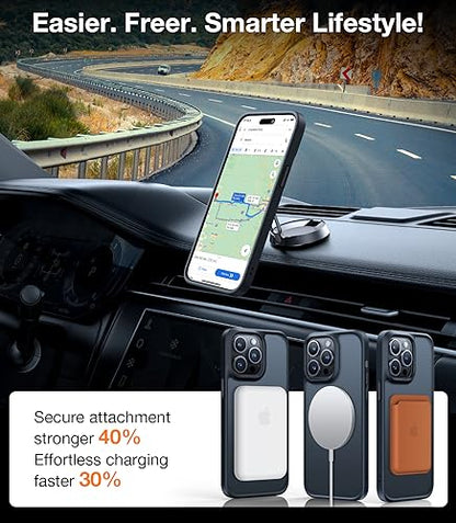TORRAS for iPhone 13 Pro Max Case [Fit for MagSafe][12FT Military Grade Drop Tested] Magnetic Translucent Shockproof Slim Tough Anti-Fingerprint Case for iPhone 13 Pro Max, Black | 12FT Military Grade Drop Test, Translucent Shockproof Slim Tough Anti Fing