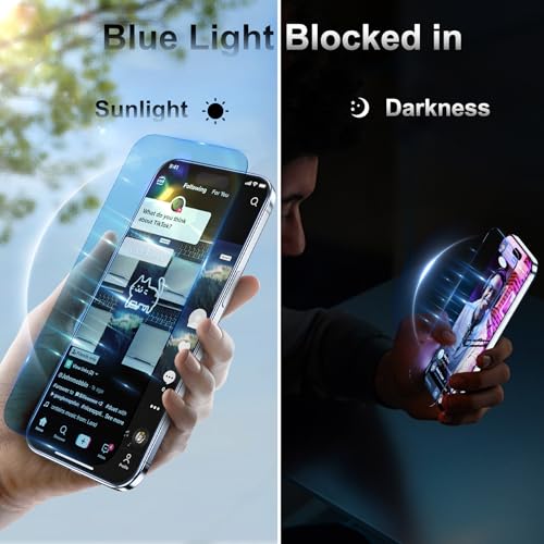 Fotbor [3+3 Pack for iPhone Air Screen Protector, Anti-Blue Light, [Eye Protection] 9H+ Tempered Glass with Camera Lens Protector - size: iPhone Air - 6.5 inch