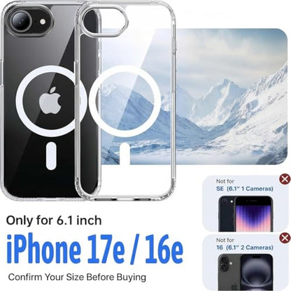 Eastinbox Magnetic iPhone 17e & 16e Case, Protective Case, Clear | Shockproof, Compatible with MagSafe, Military-Grade Protection, Anti-Yellowing, Phone Case for iPhone 17 e/16 e 6.1" - color: Clear
