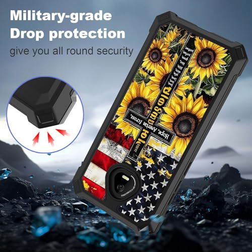 for Schok Volt Sv67q Sv67332 Case with Screen Protector, Military Grade Drop Protection, Dual Layer Hybrid Shockproof Protection TPU Phone Case for Schok Volt Sv67q, Cross American - color: Cross American