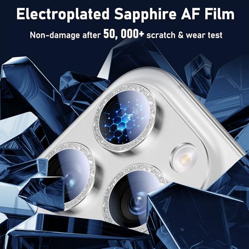 UniqueMe for iPhone 13 Pro/13 Pro Max Lens Protector Sliver (Bling Circle) - color: Silver(bling circle)