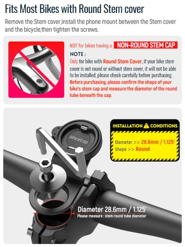 Bike Phone Mount,Mountain Bicycle Handlebar Cell Holder,Fit Round Stem Cap - color: 【1st Gen】Stem Mount-Black