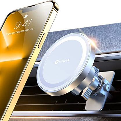 VICSEED for MagSafe Car Mount [Upgraded Strongest Magnet Power] Magnetic Phone Holder for Car Vent 360 Adjustable Magnetic Car Phone Holder Mount for iPhone 16 Pro Max 15 14 13 12 Plus Mini - color: White
