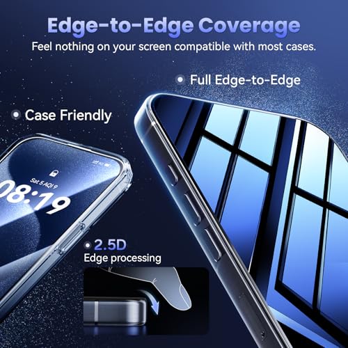 3 Pack Tempered Glass Privacy Screen Protector for iPhone 15 Pro 6.1 Inch, Original Touch Sensitivity with Auto Alignment kit, Bubble Free, Case Friendly, 9H Hardness - color: 15pro-PR