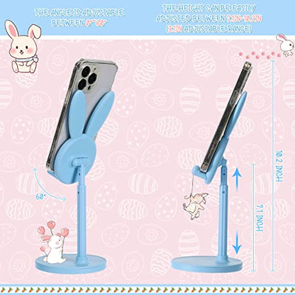 Kathfly 2 Pack Cute Phone Stand for Desk, Pink and Blue, Rabbit - color: Pink and Blue, style: Rabbit