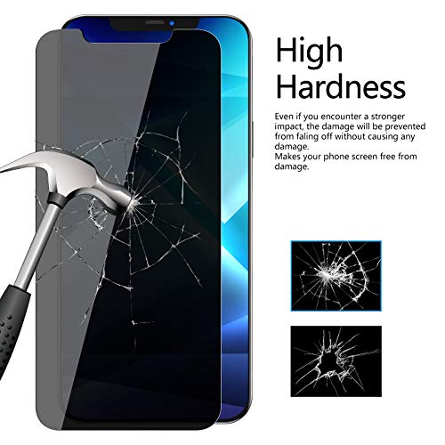 LYWHL 3 Pack for iPhone 12 Pro Max Privacy Screen Protector, Tempered Glass Anti-Spy Private Screen Protector for 12 Pro Max, [Easy Install Frame] Bubble Free Case friendly Anti-Scratch 9H Hardness - size: Iphone 12 Pro Max
