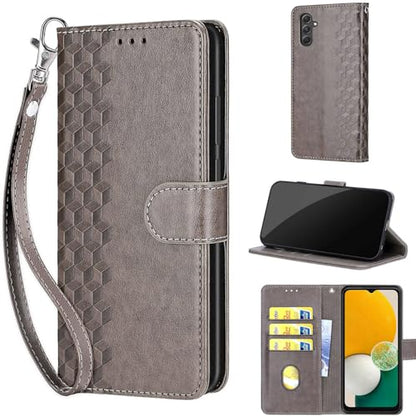 Wallet Case for Samsung Galaxy A54 5G, Gray Cube | Women Flip Folio Cover, Embossed PU Leather, Stand, Credit Card Holders Slots, Wrist Strap - color: 2