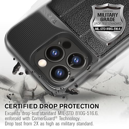 VENA vCommute Personalized iPhone 15 Pro Max Wallet Case | Custom Engraved, Customized Name, Premium Leather Card Holder, Drop Protection, Hidden Card Slot, Multi-Angle Kickstand - color: Text Custom, size: iPhone 15 Pro Max