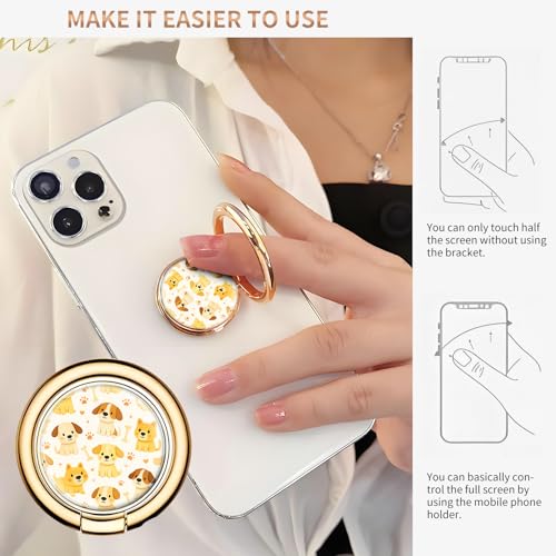 Cell Phone Ring Holder, Cute Metal Phone Grip Stand Finger Ring Kickstand, Flexible 360°Rotation Phone Tablet Case Accessories Compatible with Most Phones Cute Yellow Puppy - color: Cute Yellow Puppy