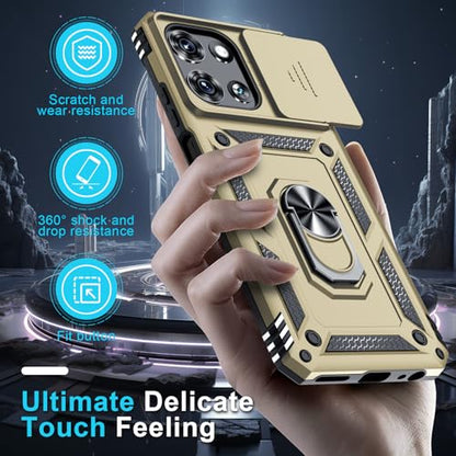 for Moto G Power 5G 2026/2025 Case Built in Slide Camera Cover Gold - color: Gold, size: Moto G Power 5G(2025)