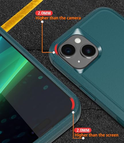 Diverbox for iPhone 15 Pro Case [Shockproof] [Dropproof] [Tempered Glass Screen Protector ],Heavy Duty Protection Phone Case Cover for Apple iPhone 15 Pro 6.1 inch (Dark Green) - color: Dark Green