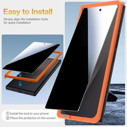 Asstar 2 Pack Samsung Galaxy Z Fold 7 Privacy Screen Protector | Front Screen Protector for Galaxy Z Fold 7, 9H Hardness Tempered Glass with Alignment Frame, Case Friendly Bubble Free - color: Black-Galaxy Z Fold 7