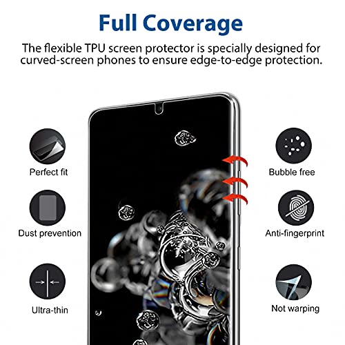 [2 Pack Compatible with Samsung Galaxy S20 Ultra 5G 6.9-inch Privacy Screen Protector, Anti-Spy Flexible TPU Film, Support Fingerprint Unlock, Easy Installation, Full Coverage, Bubble Free