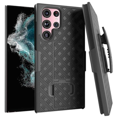 Designed for Samsung Galaxy S22 Ultra Case with Belt Clip Holster | Rugged Holster & Protective Phone Case Combo with Anti-Slip Texture - Black - style: Galaxy S22 Ultra