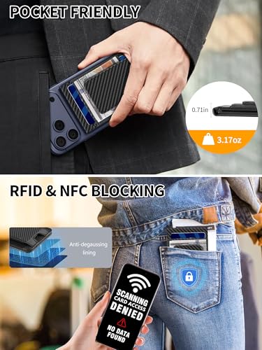 for MagSafe Wallet with Money Clip, Works with Apple Find My, Carbon Fiber - color: Carbon Fiber Find My