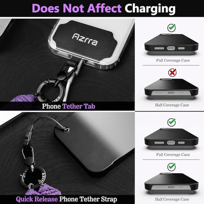 Azrra Phone Lanyard Crossbody, Phone Strap Crossbody with 2 Tether Tabs - color: Dark Purple
