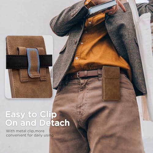 Holster for iPhone 17 Pro Max 16 Pro Max 15 Pro Max 14 Pro Max 13 Pro Max 16 Plus 15 Plus 14 Plus, Premium Leather Pouch with Belt Clip Phone Holster Belt Case, Light Brown -L - color: Light Brown, size: Large