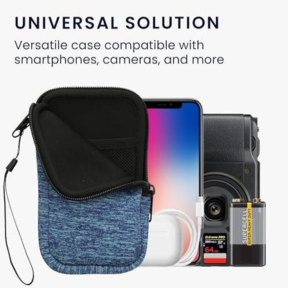 kwmobile Universal Phone Pouch Size M - 5.5" - Neoprene Smartphone Pouch with Zip - Water-Repellent Mobile Phone Case - Sleeve in Ocean Blue/Light Blue - color: ocean blue / light blue, size: M - 5.5"