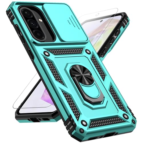 for Samsung Galaxy A36 5G Case with Slide Camera Cover HD Screen Protector [Military Grade 16ft. Drop Tested] Magnetic Ring Holder Kickstand Protective Phone Case for Galaxy A36 5G 2025, Mint - color: Mint w/ Slide Camera 2nd gen. Military Grade