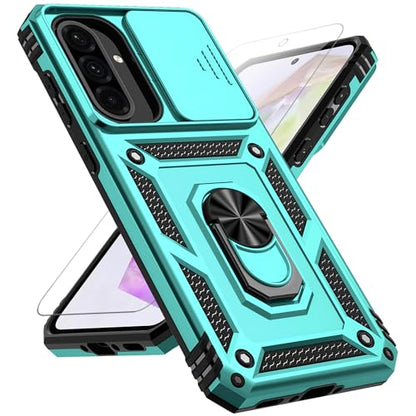for Samsung Galaxy A36 5G Case with Slide Camera Cover HD Screen Protector [Military Grade 16ft. Drop Tested] Magnetic Ring Holder Kickstand Protective Phone Case for Galaxy A36 5G 2025, Mint - color: Mint w/ Slide Camera 2nd gen. Military Grade