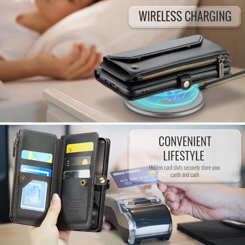 for Google Pixel 10a 6.3" Case, Women Men Multi-Function Wallet Case with Stand RFID Blocking Includes Shoulder Strap Wrist Strap Google Pixel 10a (Black) - color: Black