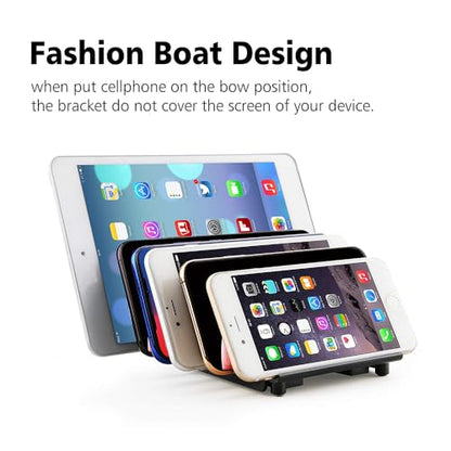 iCV Detachable Cell Phone Holder, Desktop Stand Station Stand for 5 Devices, Compatible with iPhone 15 14 13 12 Pro Xs Xs Max Xr X 8 Android Phone (Black) - color: Black
