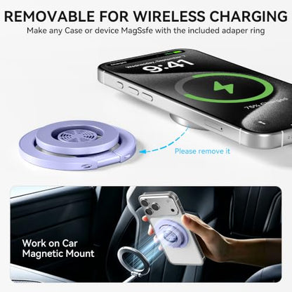 Magnetic Phone Ring Grip for MagSafe Compatible with iPhone 17/16/15/14/13 - color: Purple