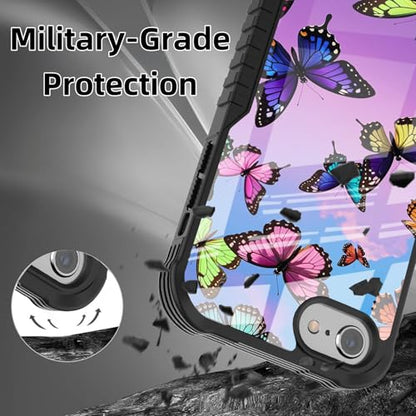 Protective Case Compatible with iPhone se 2022 2023 6/7/8 - Butter | Hard PC Back Soft TPU Frame, Anti-Slip Shockproof, Stylish Printed Phone Cover Suitable for Men and Women - color: Colorful Butterfly