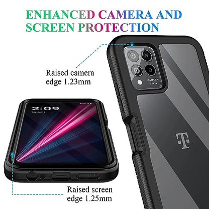 Compatible with T-Mobile Revvl 6 Pro 5G Case, Built in Screen Protector Full Body Shockproof Slim Fit Bumper Protective Phone Cover for T-Mobile Revvl 6X Pro 5G Men Women-Black/Clear - size: T-Mobile Revvl 6 Pro