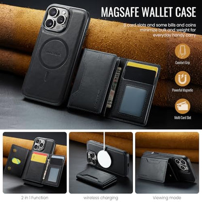 K2 2 in 1 Detachable Magnetic Phone Cases Compatible with iPhone 16 Pro Max Case with Card Holder RFID Blocking, Compatible with Magsafe Wallet, Leather 6.9'' (Black, iPhone 16 Pro Max) - color: Black, size: iPhone 16 Pro Max
