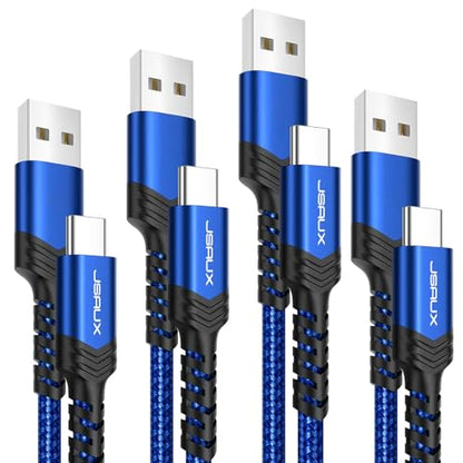 JSAUX USB to USB C Cable 4-Pack (10ft+6.6ft+3.3ft+3.3ft), Blue - color: Blue, size: 3.3ft+3.3ft+6.6ft+10ft