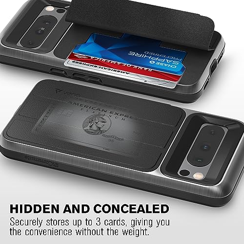 VENA vCommute for Google Pixel 8 Pro Wallet Case, Black | Military-Grade Drop Protection, Premium Leather Magnetic Flap Cover, Hidden Card Holder, RFID Blocking, Multi-Angle Kickstand - size: Google Pixel 8 Pro, style: Pixel 8 Pro