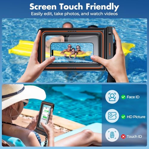 UNBREAKcable [UP to 9.5"]XL Size EXTRA Large Waterproof Phone Pouch Floating IPX8 Phone Case Dry Bag for iPhone 17 Air 16 15 14 Pro Max Samsung S25 Ultra, Travel Kayaking Beach Essentials - 2 Pack - size: 9.5 inch