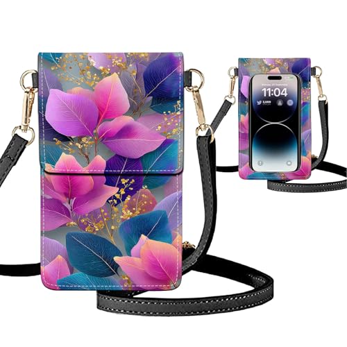 Small Crossbody Bags for Women Touchscreen Cell Phone Bag Cross Body Purses with adjustable Strap,Gifts For Teenage Girls - color: Vibrant Abstract Floral