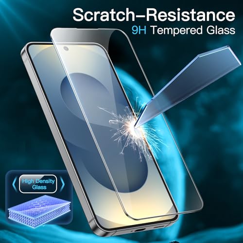 JETech Screen Protector for Samsung Galaxy S25, 3-Pack | HD Clear, Fingerprint ID Compatible, Anti-Scratch Glass - size: Galaxy S25